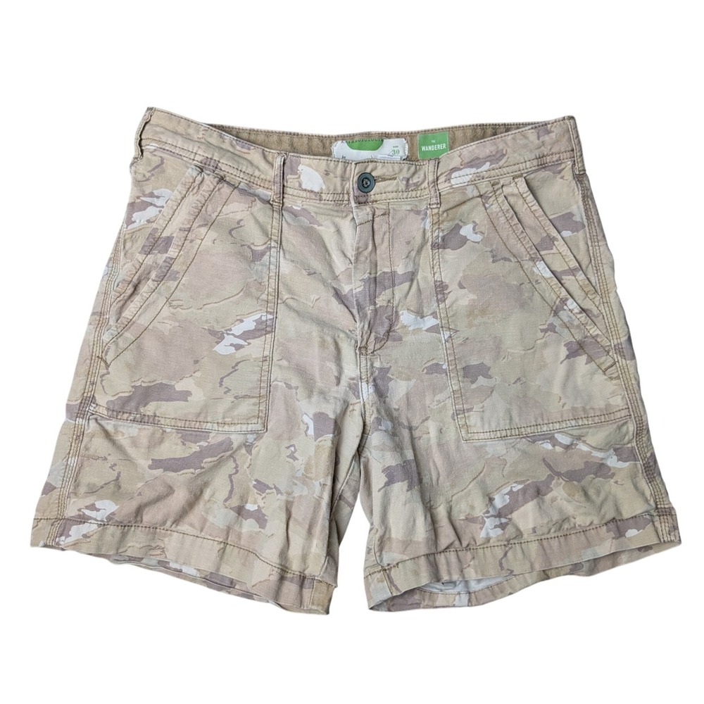 Anthropologie The Wander Faded Camo Khaki Military Linen Blend Shorts Women's 30